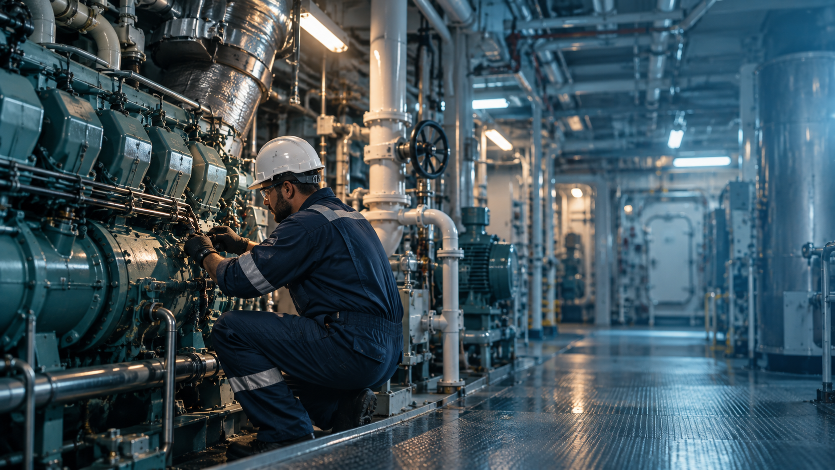 Ship repair and marine engineering scene